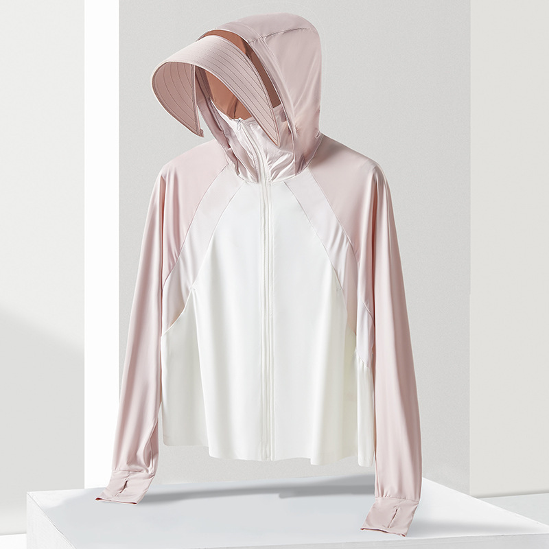 Ropa de protección solar ventilada desmontable gran gorra anti-UV delgada camiseta de protección solar de verano 1888