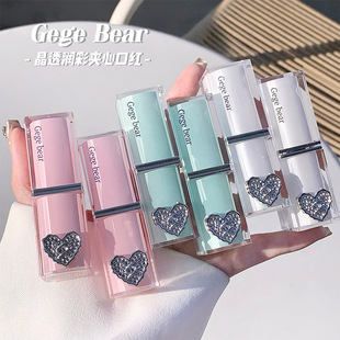 Gogo Bear Crystal Square Tube Sandwich Lipstick Crystal Moisturizing Color Lip Glaze Waterproof Sweatproof Lasting Gift Color Lipstick