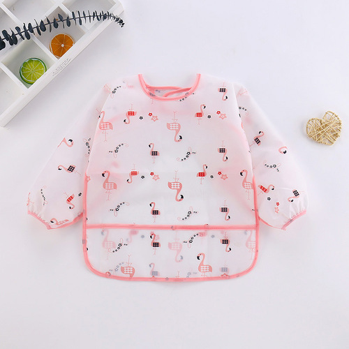 New baby smock, children's waterproof eating clothes, infant and toddler cartoon reverse dressing INS wind inverted gown, no-wash bib