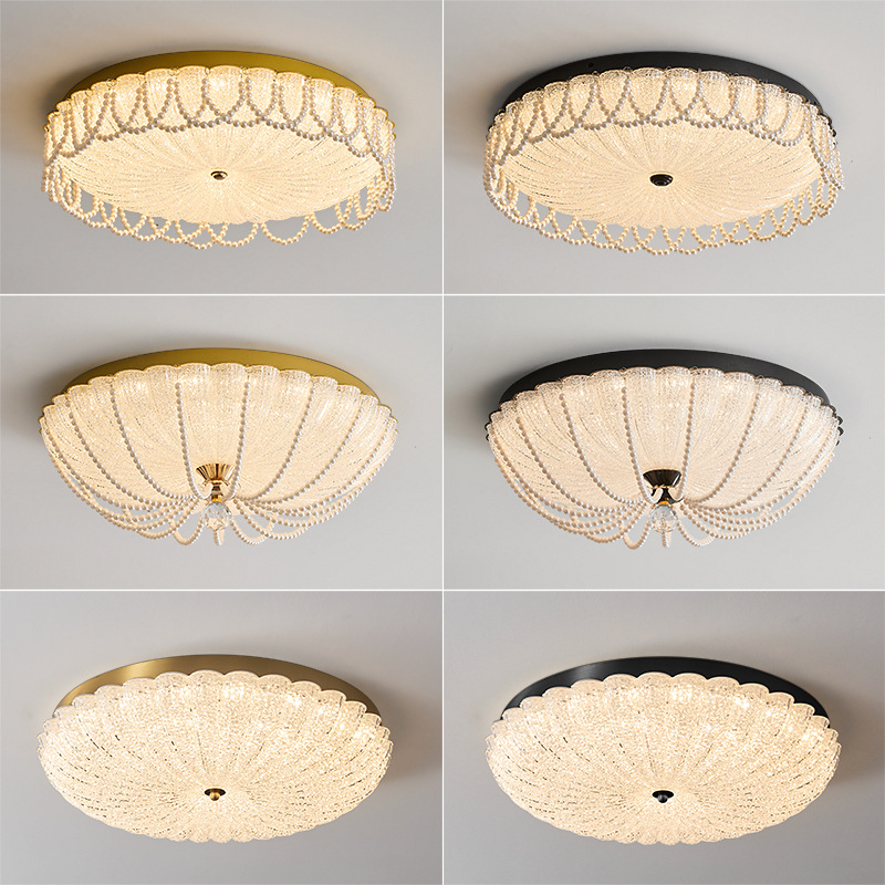 Lámpara de cristal de calabaza medieval francesa, lámpara de dormitorio principal moderna de lujo ligero, personalidad creativa, atmósfera, lámpara de techo de porche de dormitorio