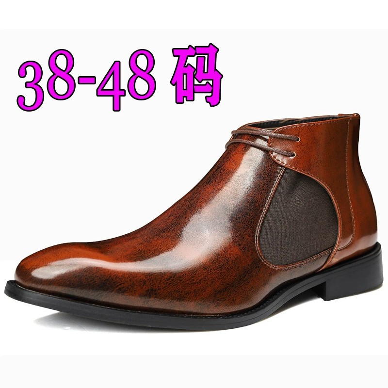 Мужская обувь, модные ботинки, высокие эмалированные Ботинки Челси с кончиком лица, повседневные кожаные ботинки больших размеров, трансграничные осень-зима