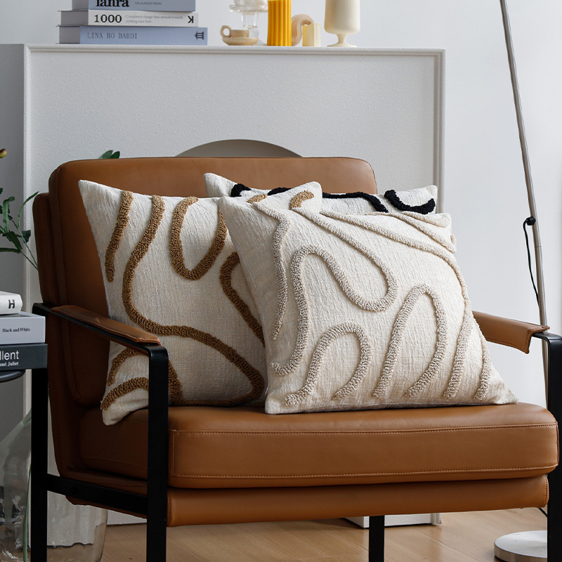 Almohada estilo ins funda de almohada de color sólido funda de cojín de sofá de terciopelo de anillo de chenilla de cama cubierta de cojín de coche de dormitorio al por mayor