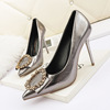 Korean fashion pointed high-heeled shoes diamond sun button single shoes net red sexy thin heeled professional women’s s