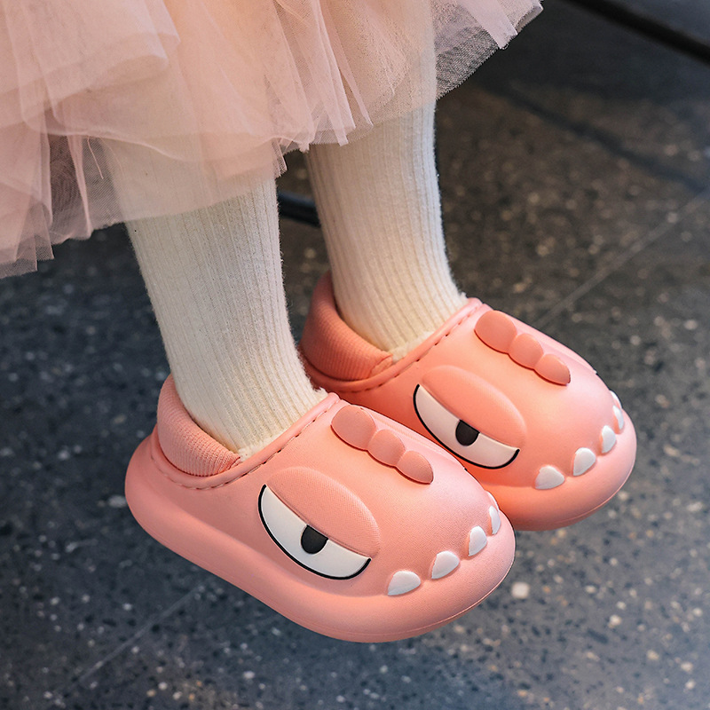 Otoño y invierno bolsas de tacones de algodón para niños, niños y niñas, EVA impermeable para padres e hijos, zapatillas de algodón cálidas para bebés