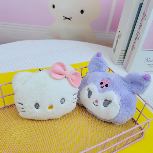 Cute Sanrio Character Plush Zero Wallet Earphones Key Bag Exquisite Keychain Student Wallet School Bag Pendant
