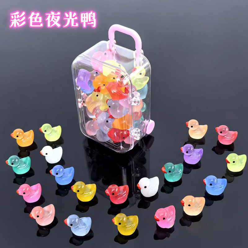 Oil-Drip Seven-Color Glowing Little Yellow Duck Doll Pendant Moss Creative Cute Decoration Accessory Small Ornament