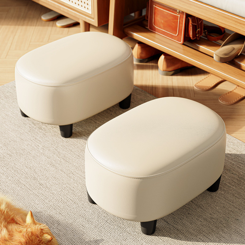 Taburete pequeño, sala de estar doméstica, taburete de cambio de zapatos, taburete de asiento, paquete suave, taburete redondo simple y moderno, pedal apilable