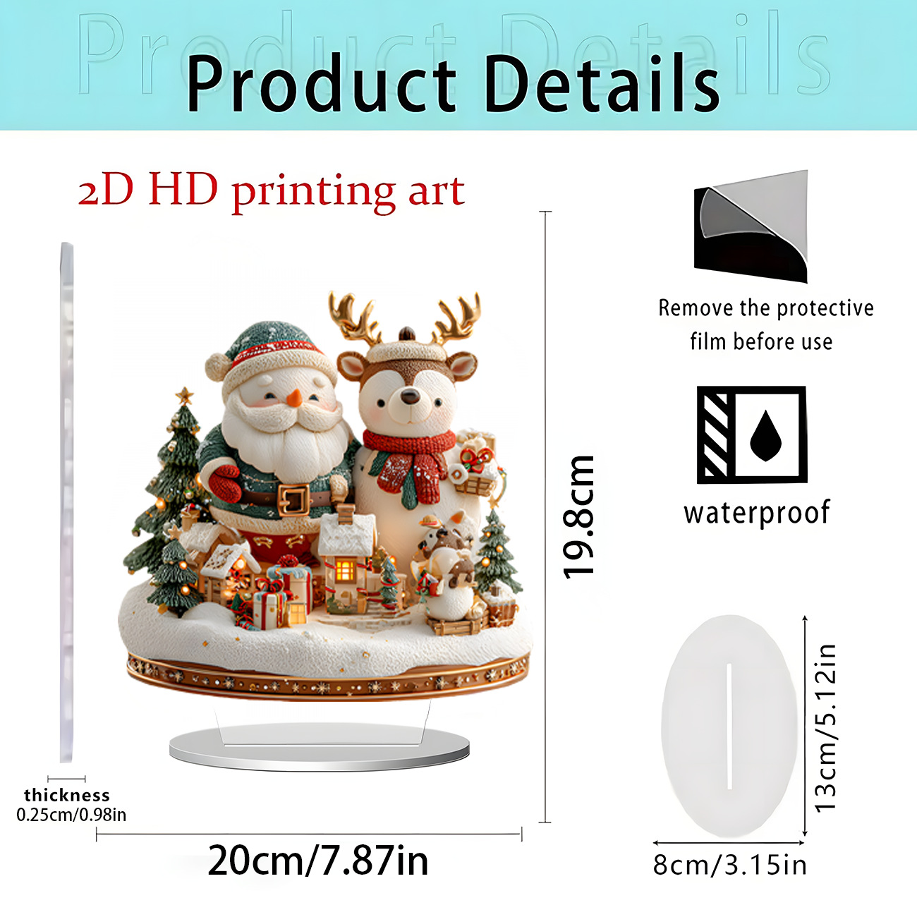 Nuevos productos transfronterizos Navidad Nochebuena Navidad Apple decoración decoración de escritorio decoración de Año Nuevo 2D acrílico