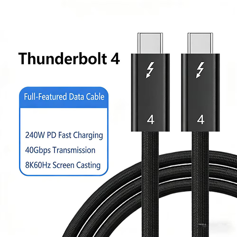 Coaxial Silver-Plated Thunderbolt 4 Fast Charging Cable, Dual Type-C, Suitable for Mac Computers, Pd Charging Cable, Screen Projection Transmission Coaxial Silver-Plated Thunderbolt 4 Fast Charging Cable, Dual Type-C, Suitable for Mac Computers, Pd Charging Cable, Screen Projection Transmission