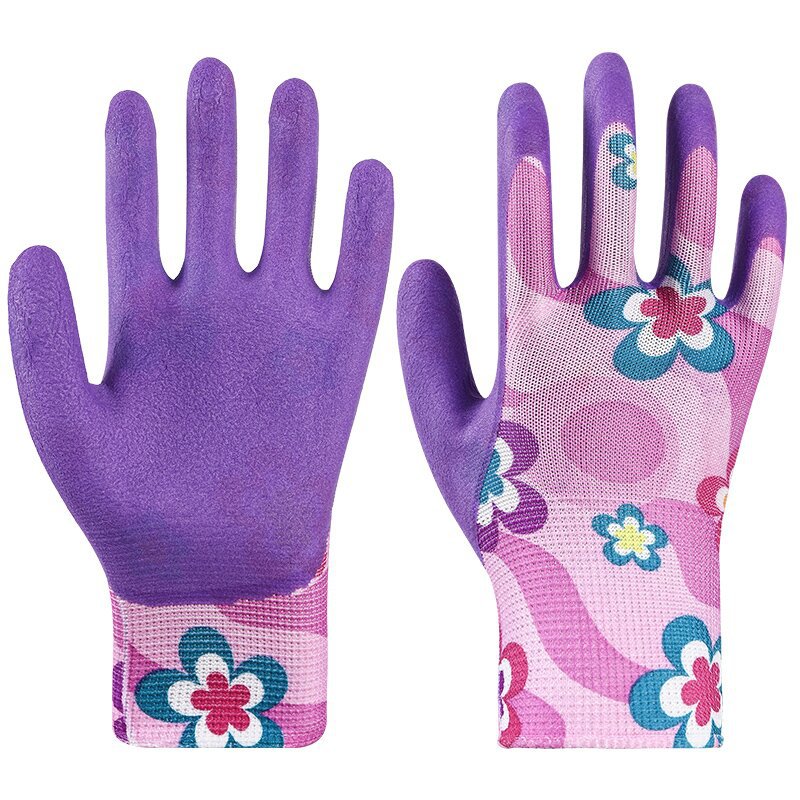 Mujeres pequeñas delgadas resistentes al desgaste antideslizante espuma de látex guantes de protección laboral transpirables y cómodos para el trabajo de embalaje