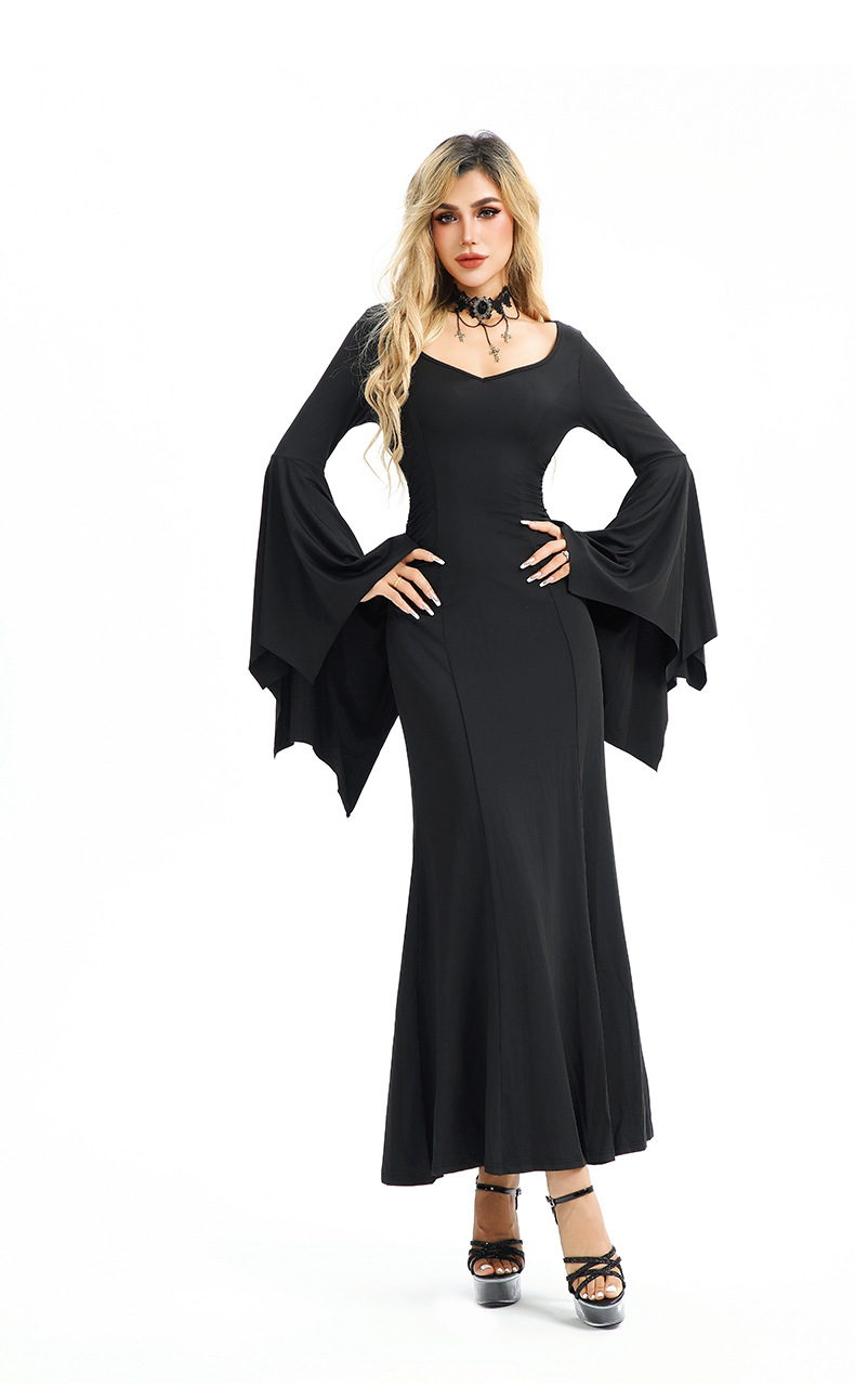 Halloween Costume In European And Style, American Hot Girl Nightclub Queen Bat Sleeve Slim Dress, Dark Gothic Women's_ecoleips.com