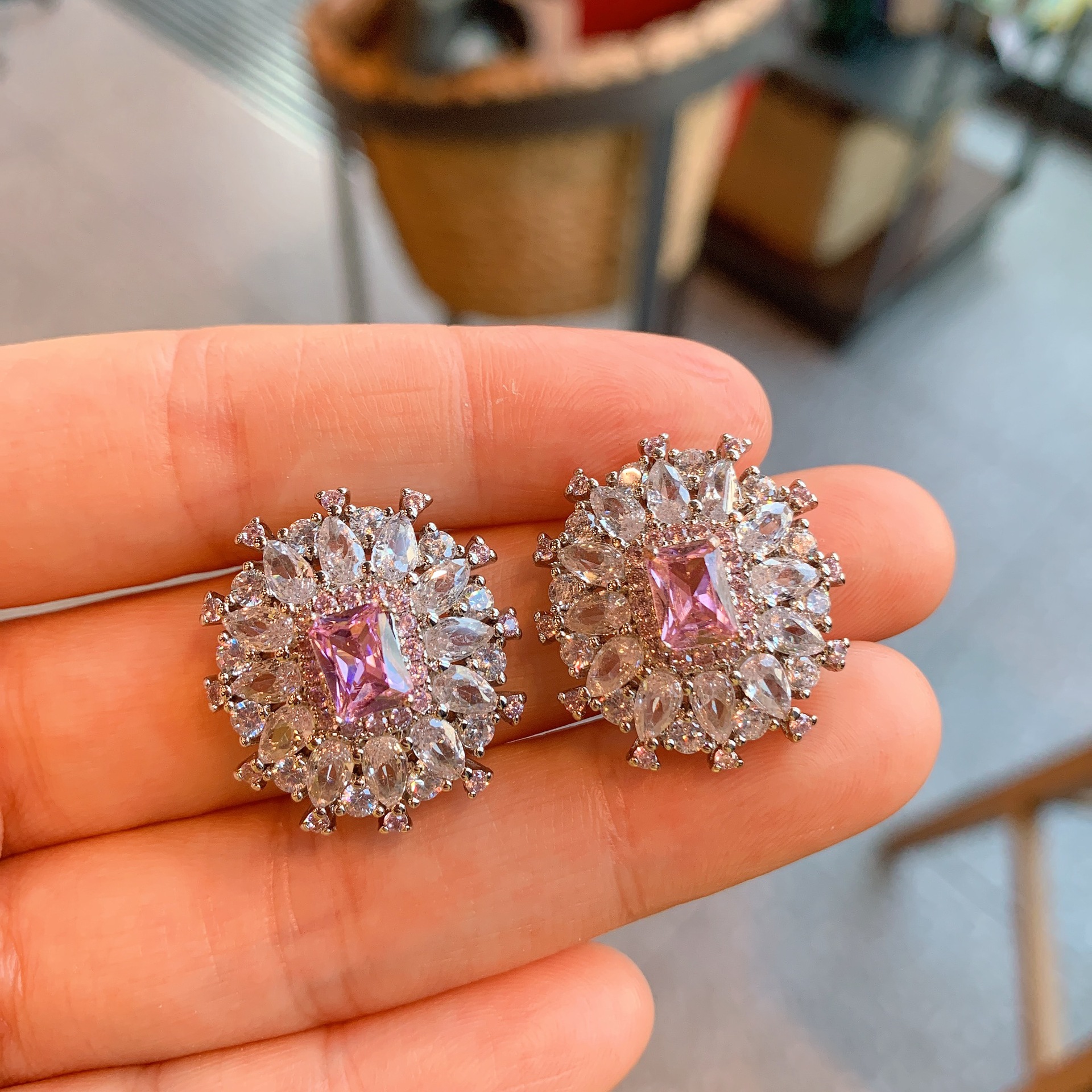 Lady Geometric Copper Gold Plated Rhinestones Rings 1 Piece