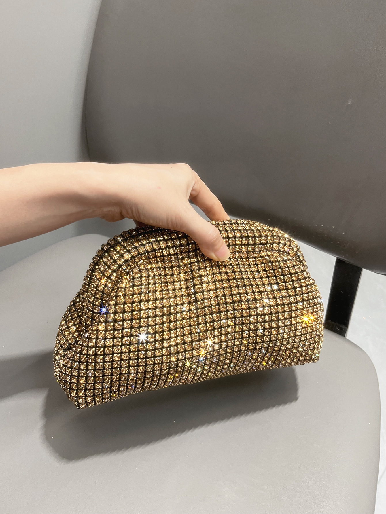 Rhinestone Material Silver Black Gold Rhinestone Solid Color Square Evening Bags