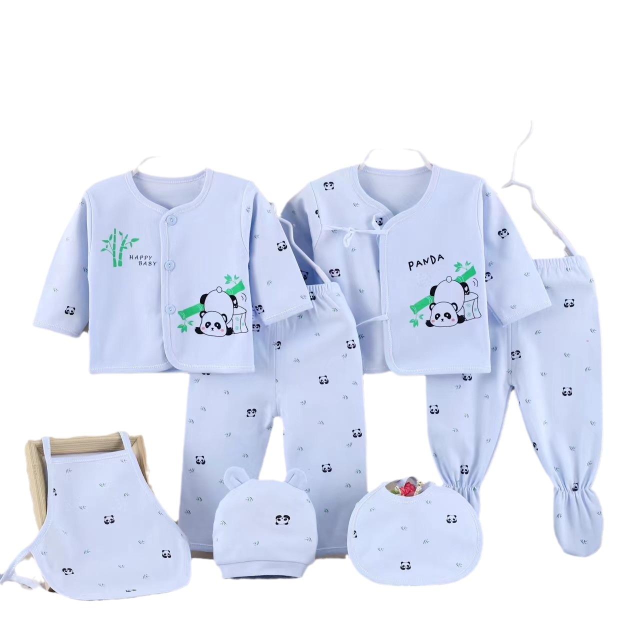 Baby set de siete piezas cuatro estaciones algodón primavera y verano bebés cómodos para hombres y mujeres ropa de recién nacidos set de varias piezas