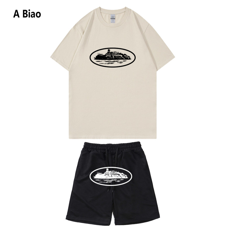 Corteiz Prison Pattern Set 2-Piece Beige Black