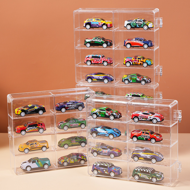 1:64 Car Model Storage Box Domeka Hot Wheels Toy Car Display Stand Transparent Acrylic Storage Rack