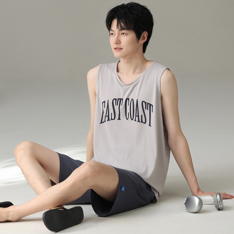 Pajamas for Men, Summer Pullover Vest Shorts, Cotton Men's Thin Sleeveless Youth Wear, Can Be Worn Outside as Home Clothes Pajamas for Men, Summer Pullover Vest Shorts, Cotton Men's Thin Sleeveless Youth Wear, Can Be Worn Outside as Home Clothes