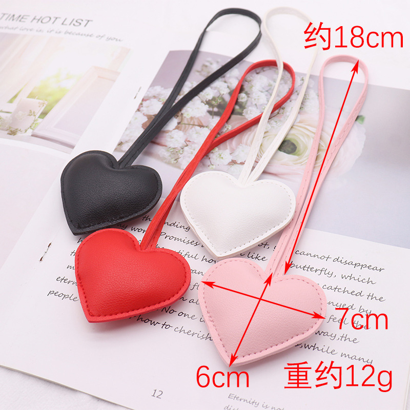 Niche Leather Heart Hand Rope Simple Bag Pendant Car Keychain Clothing Accessories Couple's Backpack Hanging