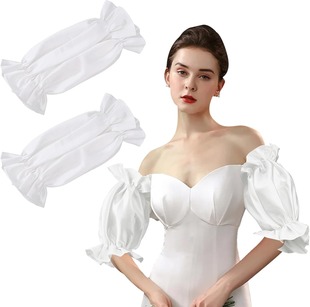 New Bridal Gloves, Satin Arm-Covering Gloves, Simple Studio Exterior Photography, Flesh-Covering Sleeves, White French Style
