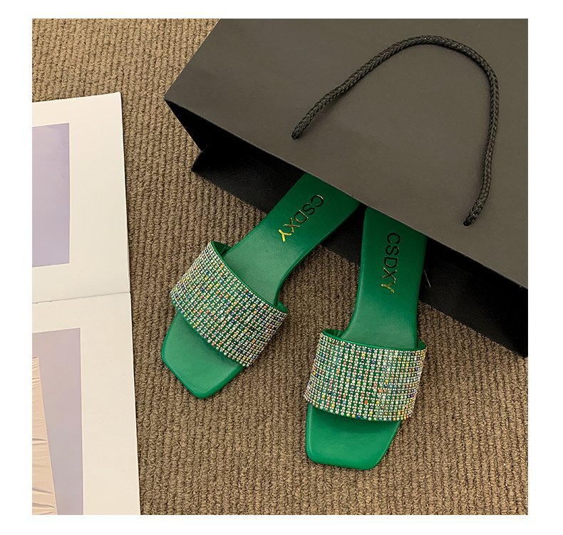 Water Diamond for Women's Outwear 2024 Summer New Fashion, Casual, Comfortable French Small Fragrant Cool Slippers_voghion.com