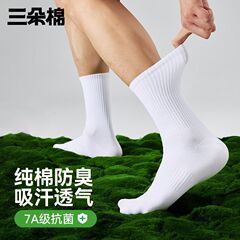 靴下メンズ春夏通気性スポーツソックスデイリーカジュアル抗菌ミッドカーフソックスコーマ綿純白ストッキング