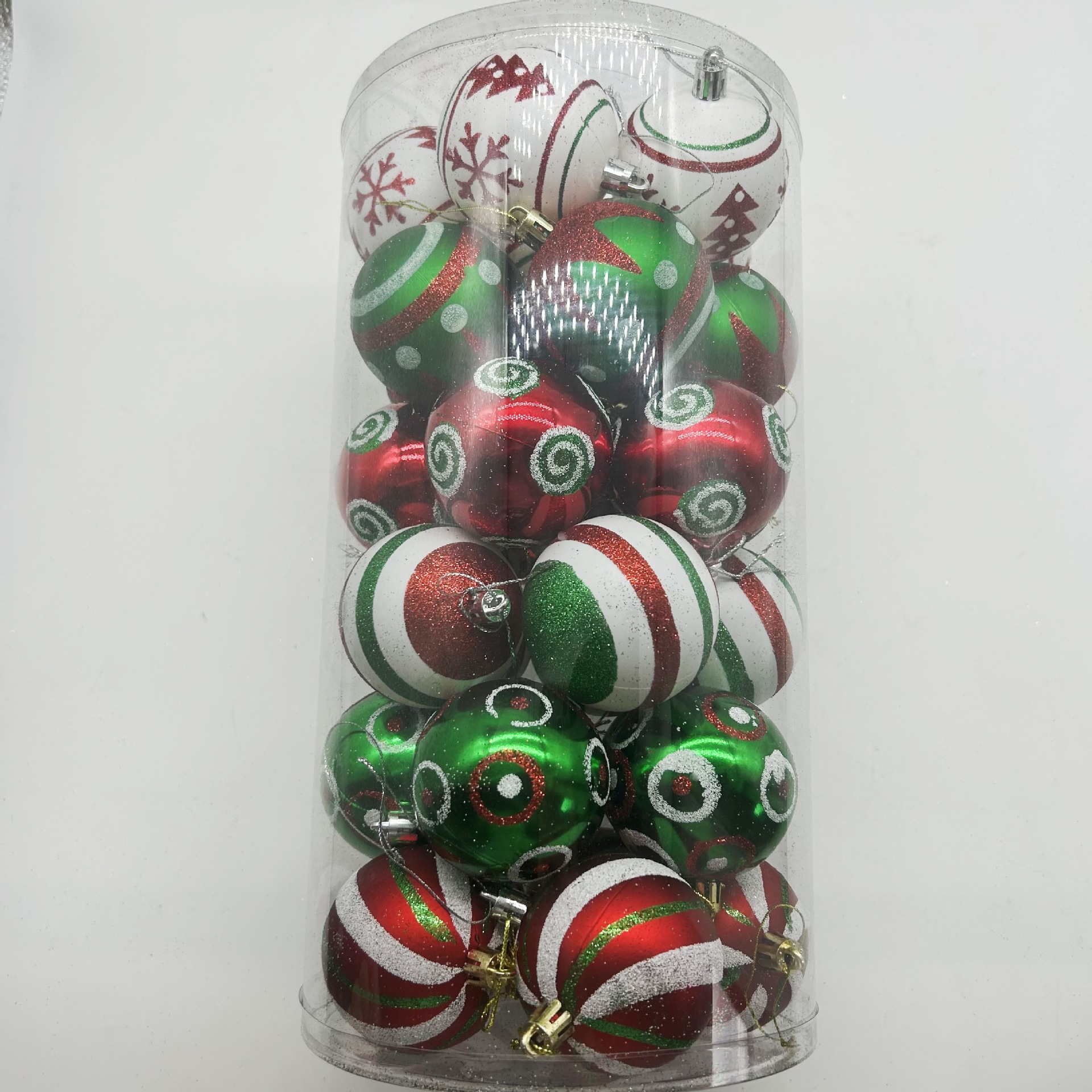 Inventario 6CM30 bolas de Navidad de plástico simulación de dulces rojo, verde y blanco pintado árbol de Navidad decoración colgante bola