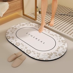 小さな新鮮な花柄のシンプルなスタイルの珪藻泥フロアマット浴室吸水速乾フットマットトイレドア滑り止めフロアマット汚れにくい