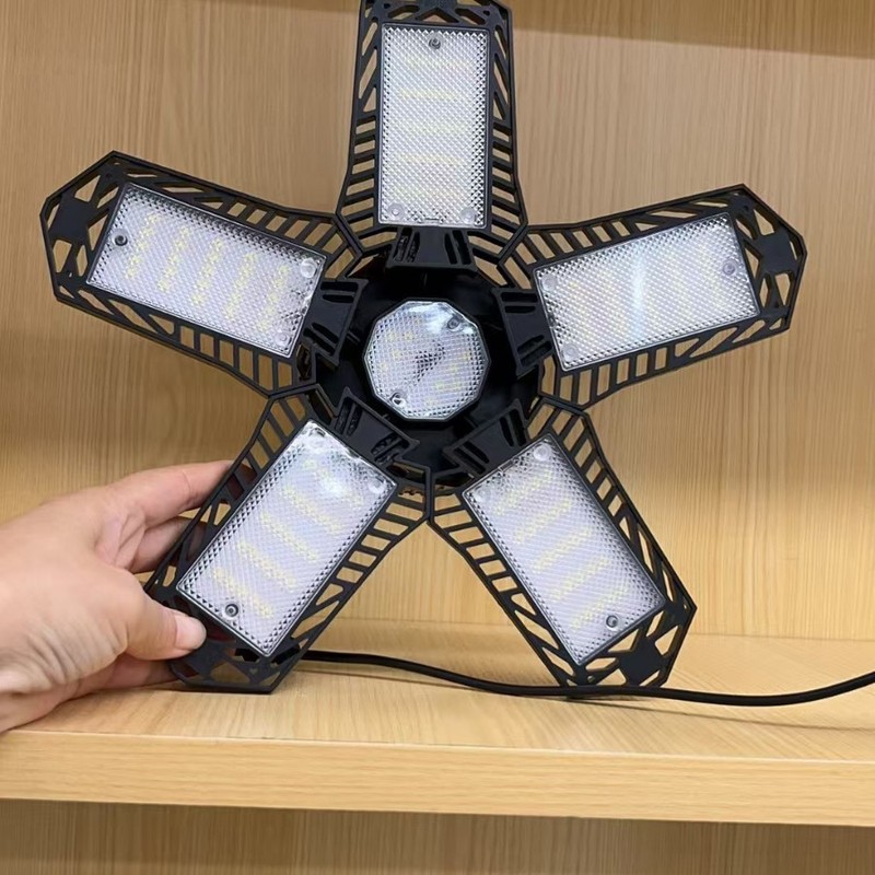 国境を越えた新しい 5 枚の葉折りたたみ LED ミニガレージライト倉庫工場屋内駐車場照明器具|undefined