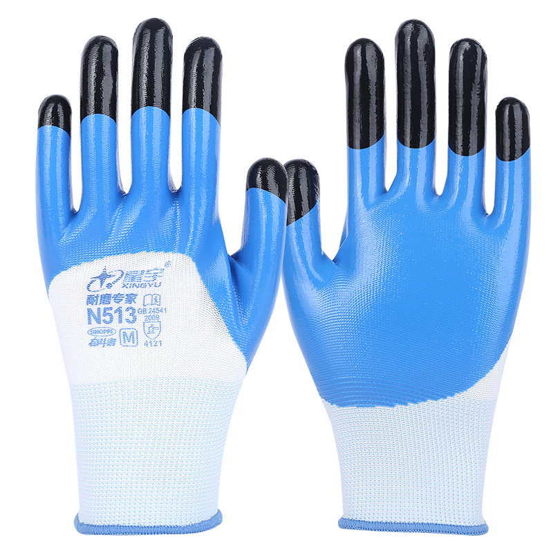 N513 guantes antidesgaste en stock al por mayor Xingyu guantes de protección laboral guantes de látex guantes de trabajo de inmersión completa