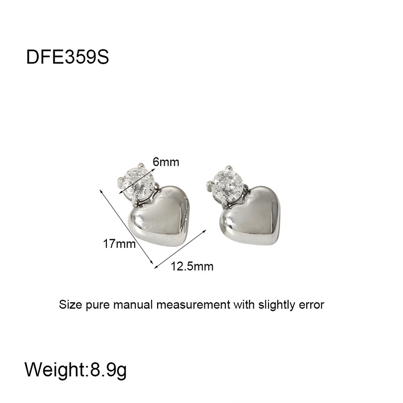 11g Weight 0.03µm-0.05µm Gold Plating Thickness PVD Coated Gold Plating Process 304 Stainless Steel Ear Needle Material 18K Gold Plated, 18K Real Gold Plated Plating Material Zircon Inlay Material Ear Studs Classification 1 Pair Vintage Style Classic Style Heart Shape 304 Stainless Steel 18K Gold Plated Ear Studs