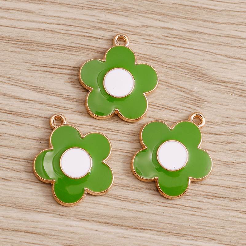 Enamel Design 10 PCS/Package Alloy Flower Pendant