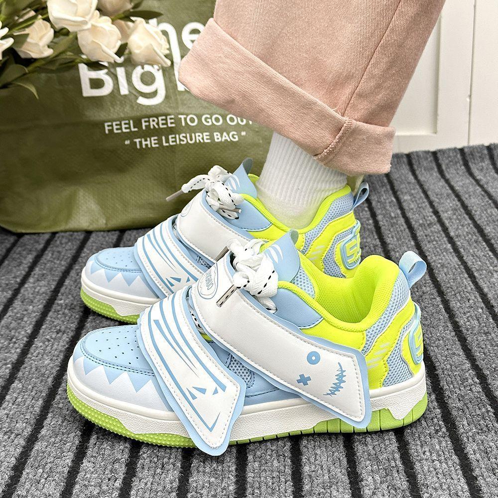 Guochao ins viento dopamina tiburón skate zapatos de suela gruesa tide ulzzang pareja casual zapatos deportivos de pan para hombre