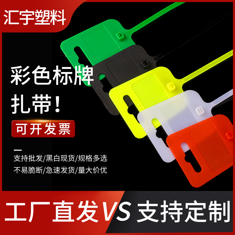 彩色标牌式尼龙扎带防伪防拆电线标签标牌防盗扣批发