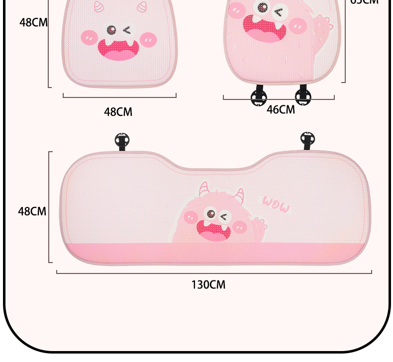 Cartoon Memory Foam Car Headrest and Lumbar Support, Cute Monster Car Seat Cushion, Ice Silk Breathable Car Pillow
