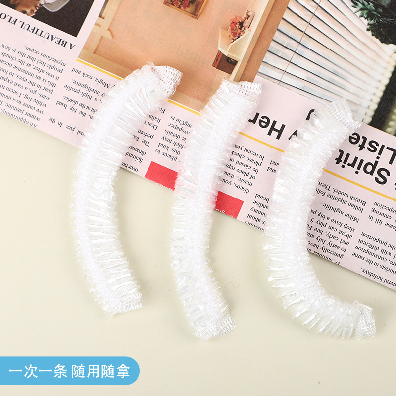 一次性浴帽 防水 條形浴帽100隻裝 pe塑料頭套酒店美容美髮用