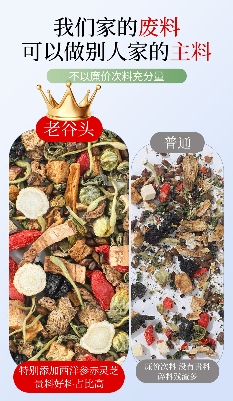 Yi Gan Herbal Tea with American Ginseng Chrysanthemum Goji Mulberry Burdock Root 300g quality and texture