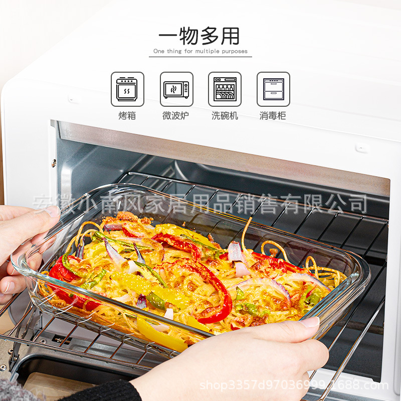 alta borosilicona resistente a altas temperaturas placa de horno de vidrio rectangular horno doméstico microondas refrigerador congelado al vapor placa de pescado asado