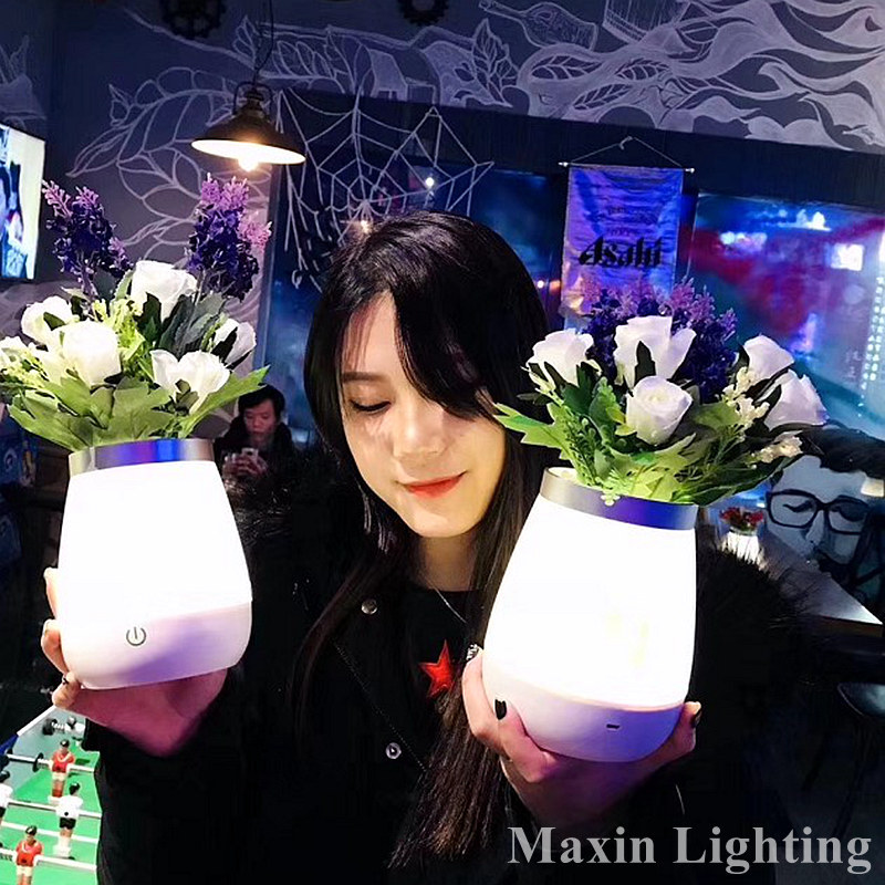 简约充电花瓶装饰摆件酒吧桌灯餐厅咖啡厅氛围床头卧室台灯小夜灯|ru