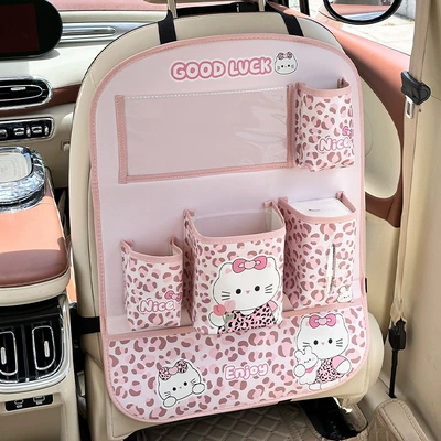 Car Seat Back Storage: Car table board - leopard-print-cat-pink-storage-bag-new-x-model