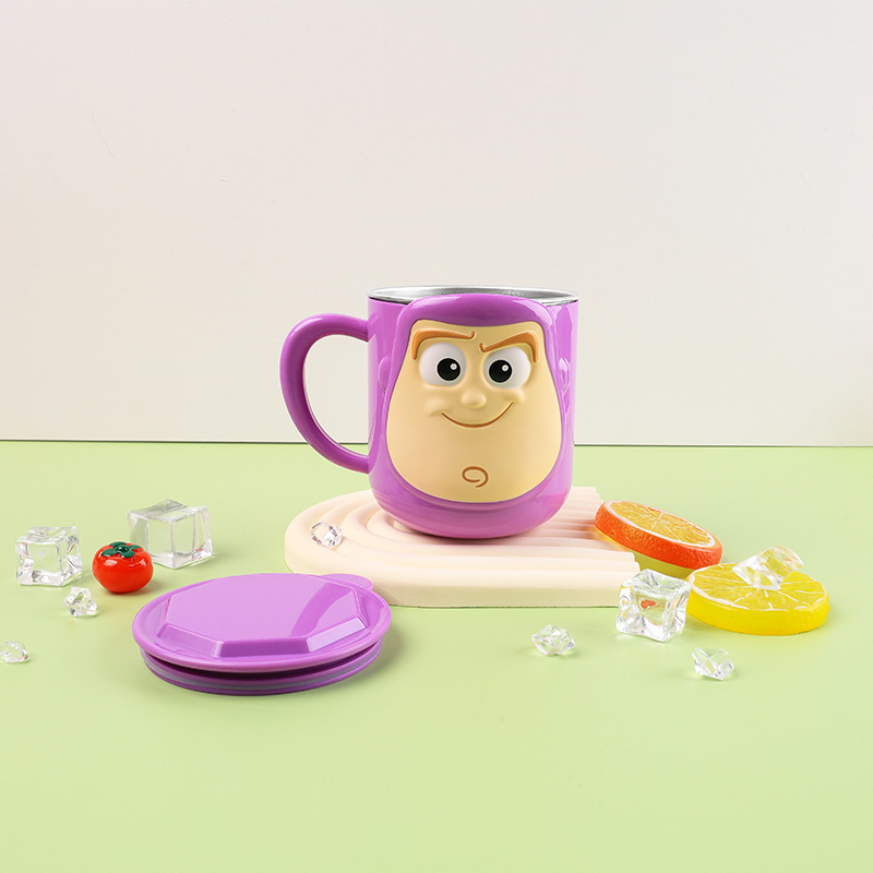 Vaso de agua para niños, anticaídas, vaso de acero inoxidable para el hogar, vaso de leche para bebés de guardería con escala