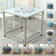 不锈钢烤火桌子家用正四方形餐饭桌电取暖多功能折叠棋牌桌烤衣架