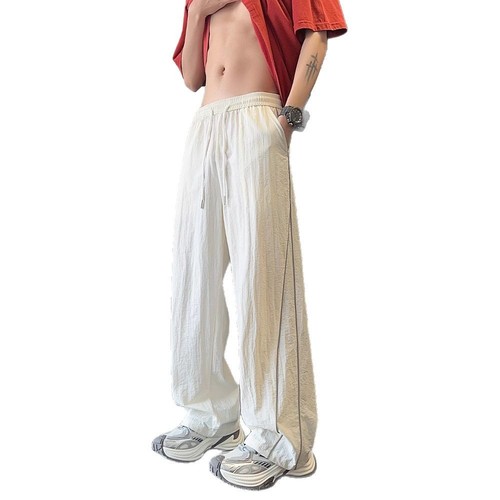 White Jiming Line Quick-Drying Pants Men's Summer Thin Brand Sports Wide Legs American Straight Loose Casual Pants