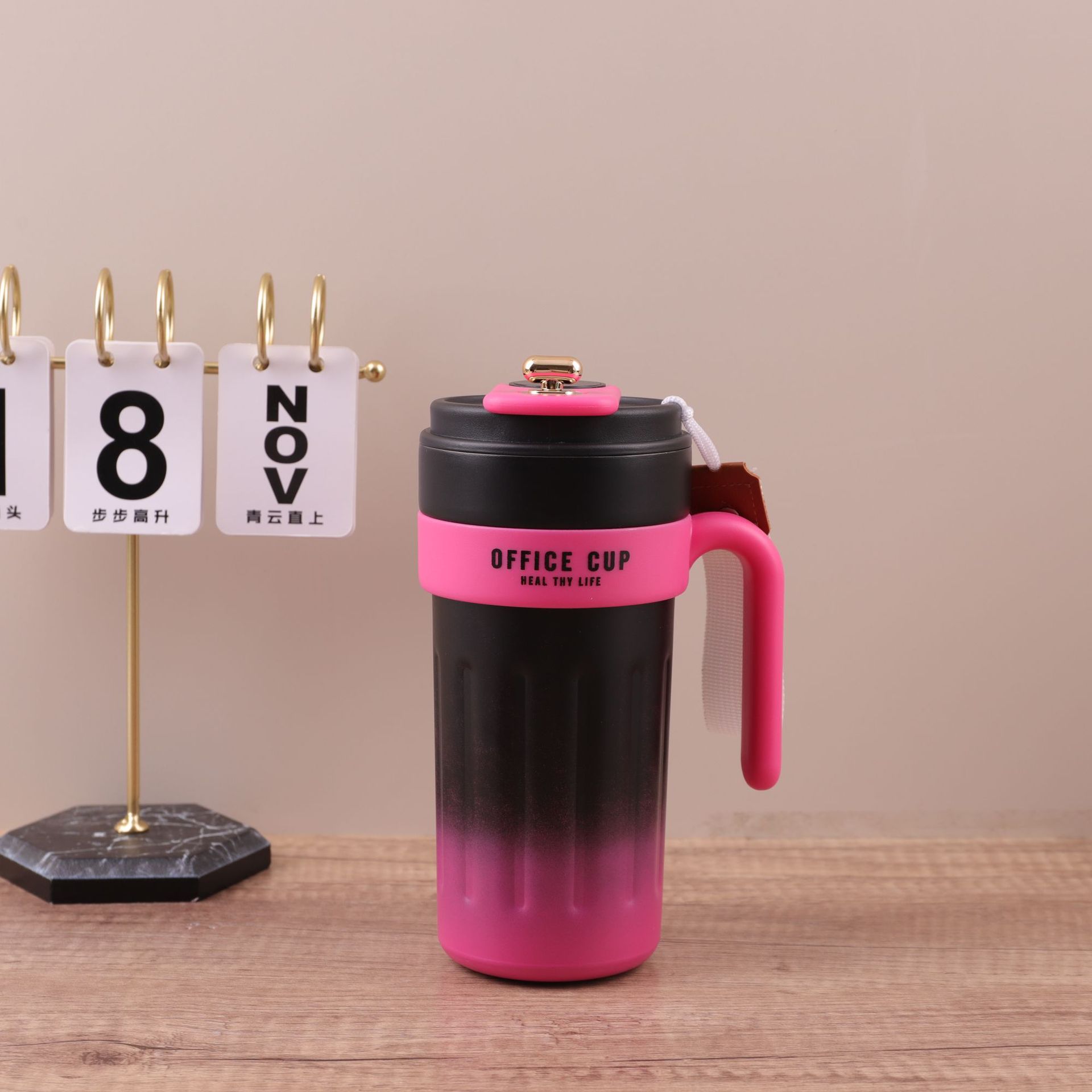 Transfronterizo inteligente 316 taza de acero inoxidable gradiente con mango taza de café al aire libre de gran capacidad portátil