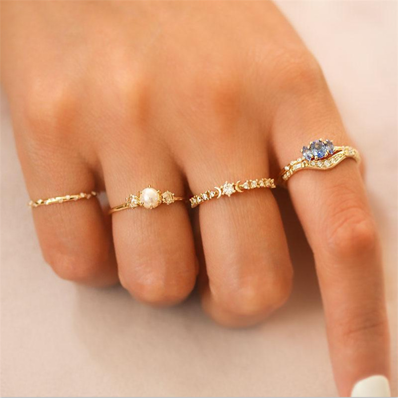 18k Simple Fashion Starry Sky Triple Zircon Copper Ring Wholesale Nihaojewelry display picture 9