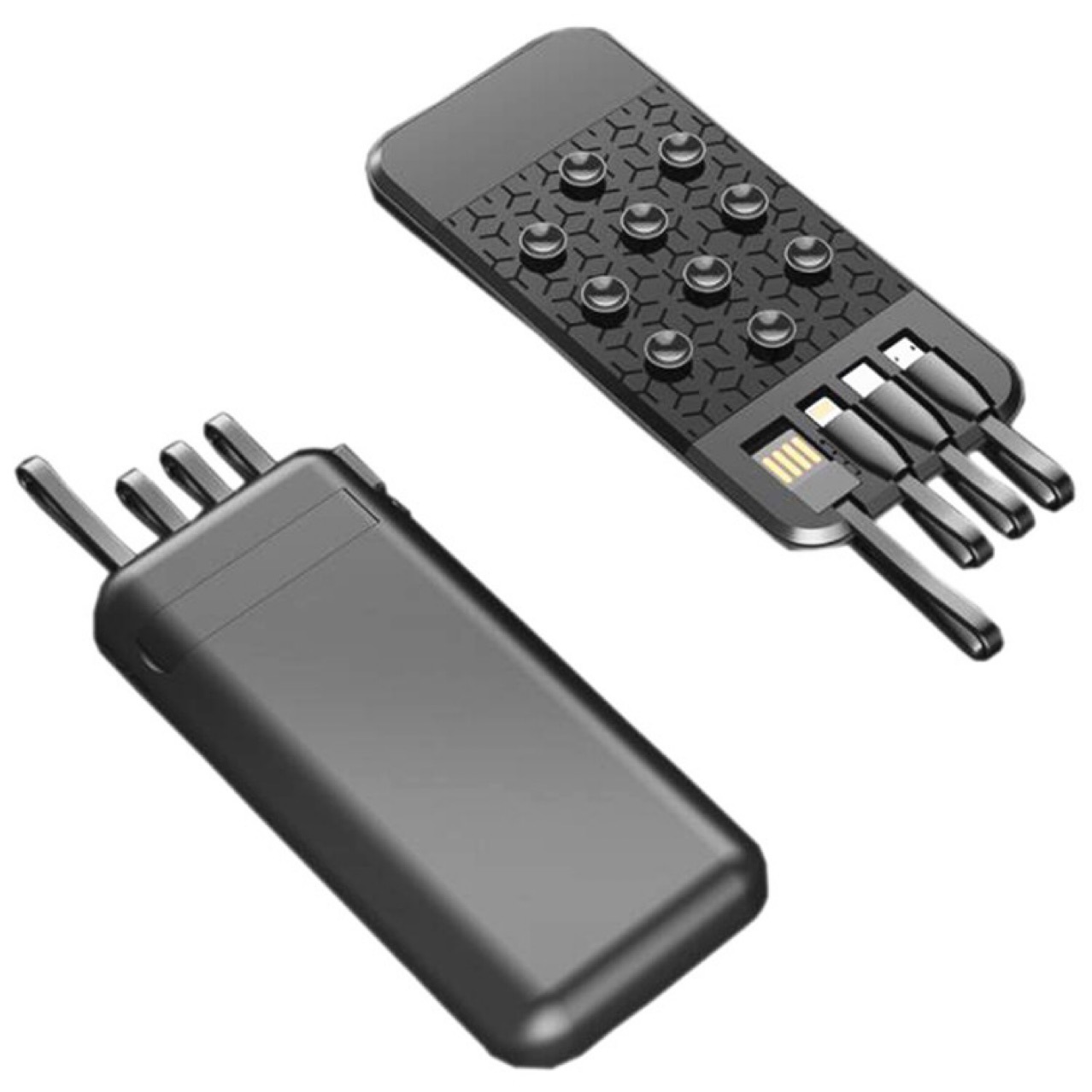 Cross-Border Built-In Cable Suction Cup 20000 Mah Mobile Power Supply Portable Built-In Mobile Phone Holder Four-Wire Power Bank