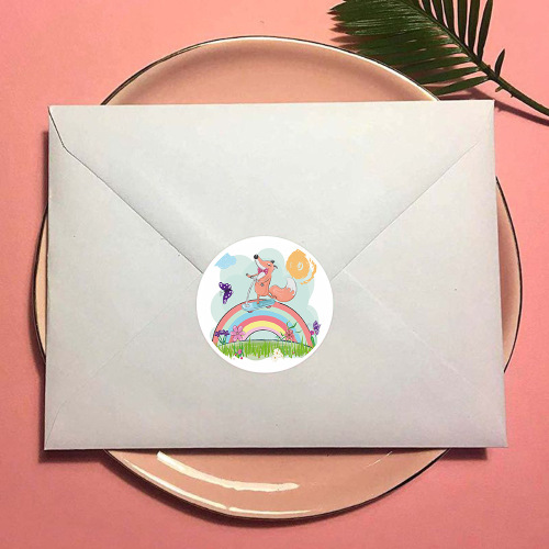 Round cartoon decorative label cute hand-painted animal sticker simple ins internet celebrity sealing sticker 500 stickers/roll