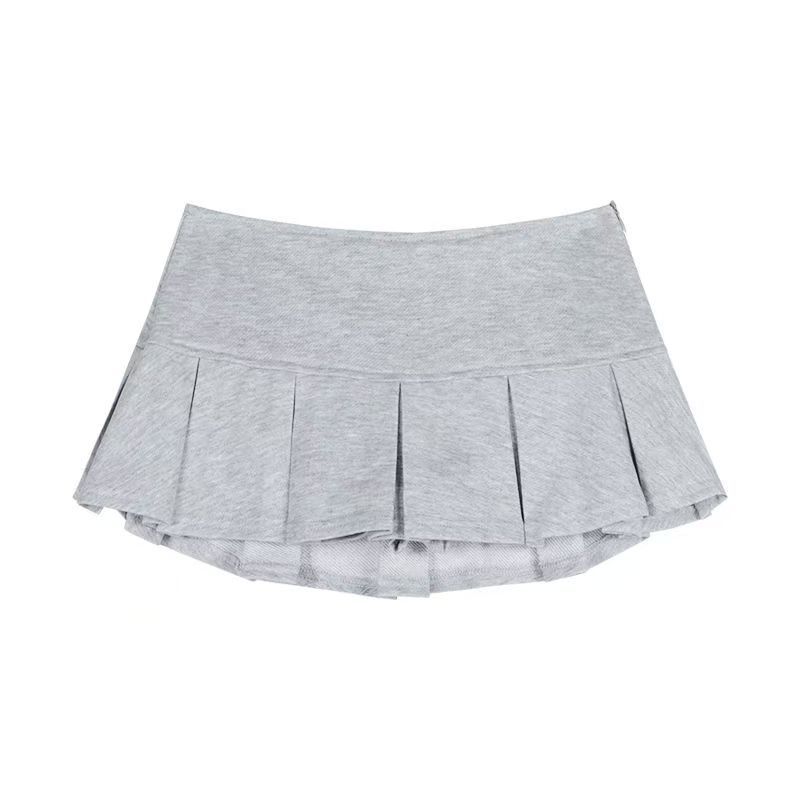 女性用グレーの露出防止プリーツスカート、夏のアメリカンホットガールスカート、スポーツスタイルのキュロット、ローウエストスカート|undefined