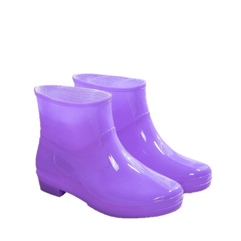 Comercio exterior zapatos de lluvia de color sólido para mujeres adultas al aire libre bosque lluvioso a prueba de agua anti-deslizante zapatos de agua de lana calentamiento botas de lluvia