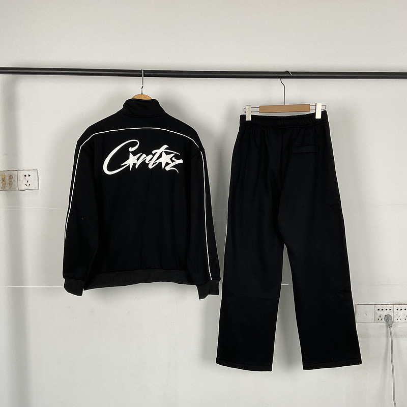 Croteiz American Retro Embroidered Stand-Up Collar Fleece-Lined Zipper Jacket High Street Casual Pants for Men and Women Croteiz American Retro Embroidered Stand-Up Collar Fleece-Lined Zipper Jacket High Street Casual Pants for Men and Women