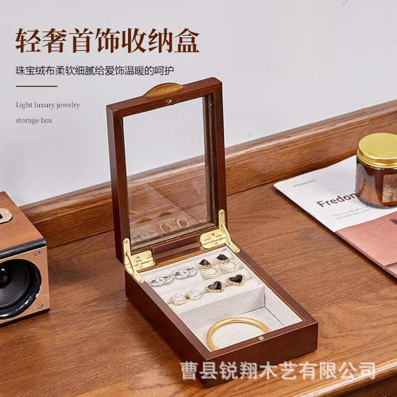 Новая прозрачная акриловая шкатулка для украшений из дерева, маленькая портативная шкатулка для сережек и колье, новая шкатулка с откидной крышкой на магнитах